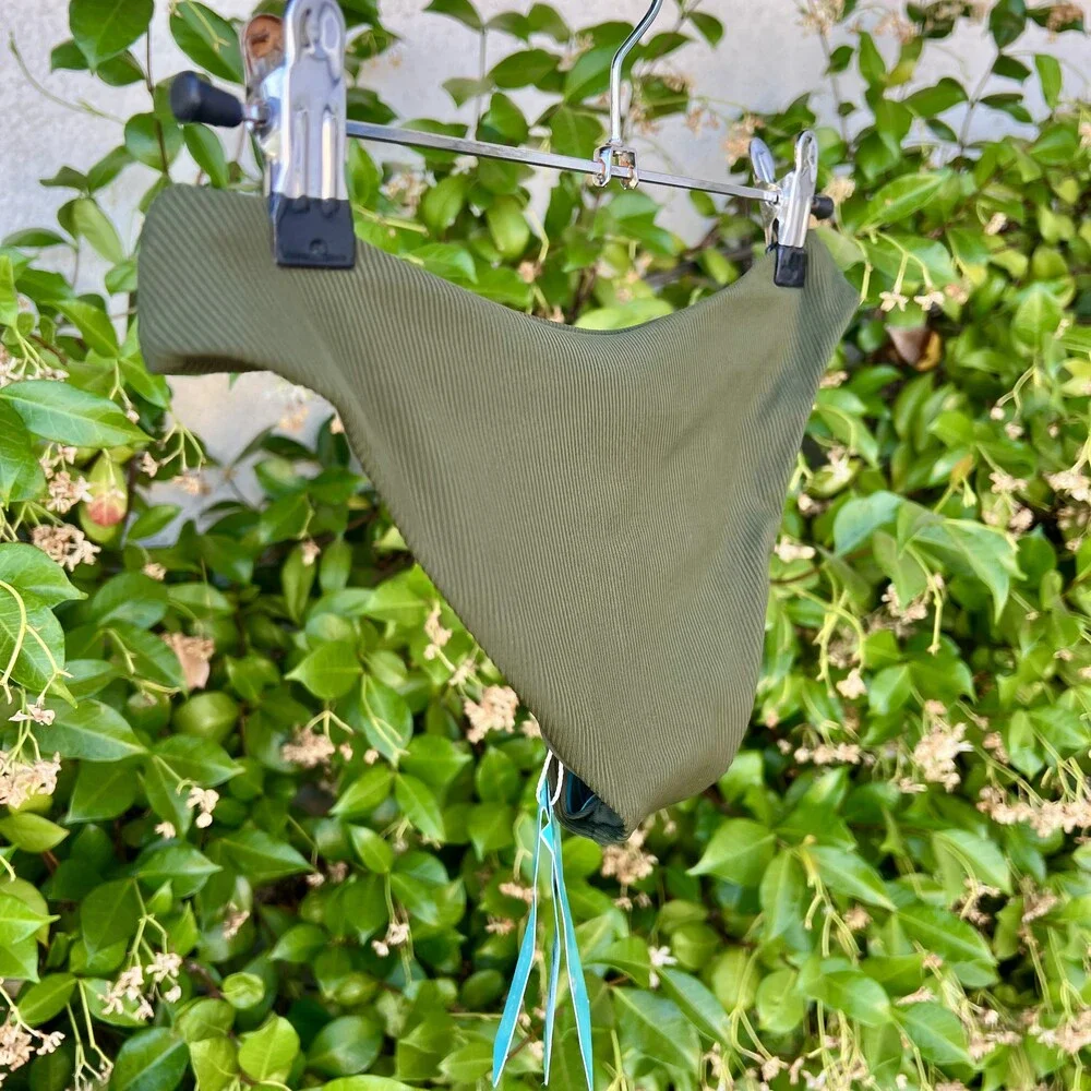 Melissa Odabash Vienna Ribbed Lowrise Bikini Briefs Olive Green Size 38 US 2 NWT
